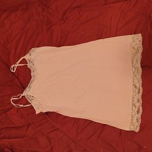 Long Pink Lace Trimmed Tank